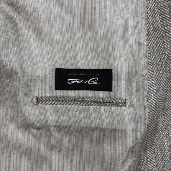 Joseph Abboud Beige Herringbone Linen Silk Blend Jacket Men's Sz 50R NWT - Picture 8 of 9